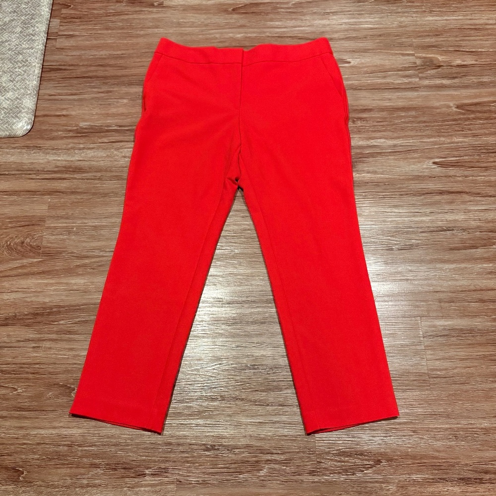 LOFT Red Marisa Mid-Rise Ankle Pant, Straight-Wide Leg, Sz 12, NWOT